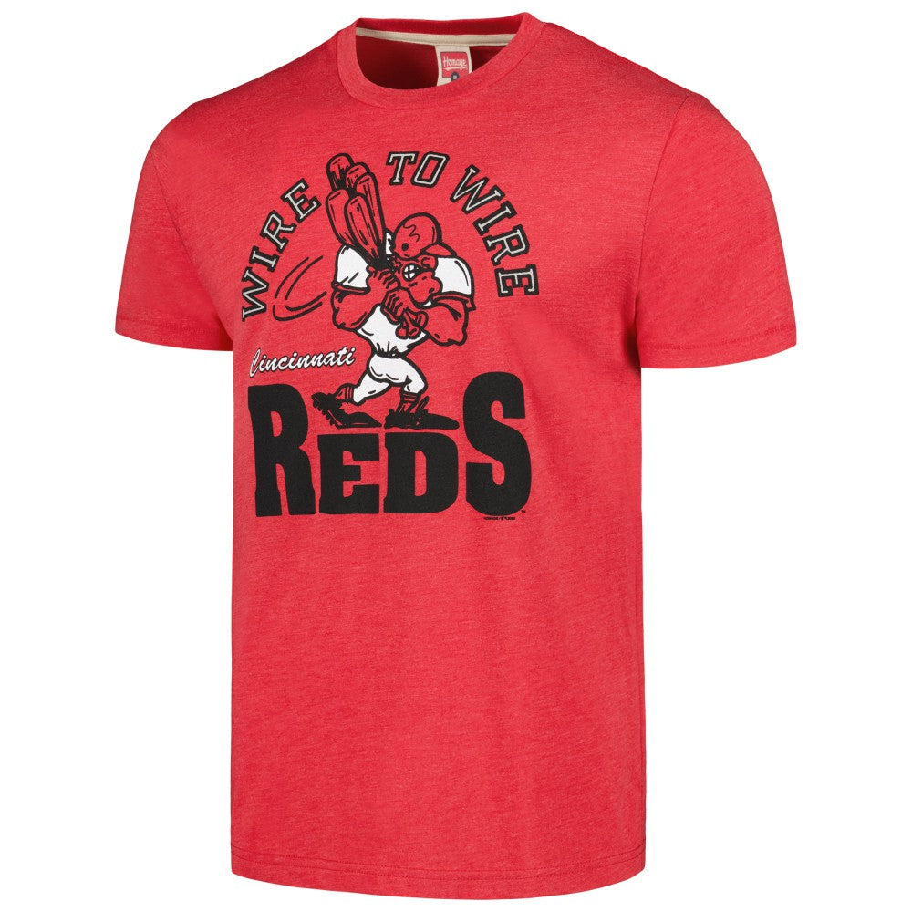 Red Cincinnati Reds Homage Doodle Collection Wire to Wire Tri-Blend T-Shirt