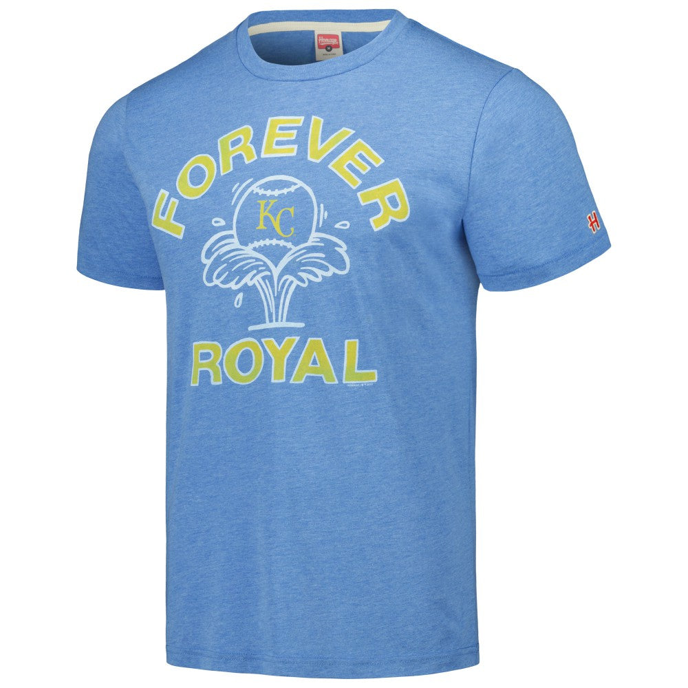 Light Blue Kansas City Royals Homage Doodle Collection Forever Royal Tri-Blend T-Shirt
