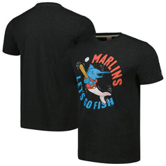 Black Miami Marlins Homage Doodle Collection Let's Go Fish Tri-Blend T-Shirt