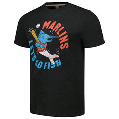 Black Miami Marlins Homage Doodle Collection Let's Go Fish Tri-Blend T-Shirt