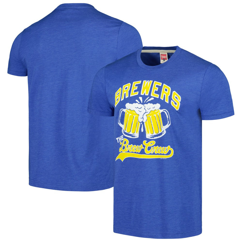Royal Milwaukee Brewers Homage Doodle Collection The Brew Crew Tri-Blend T-Shirt