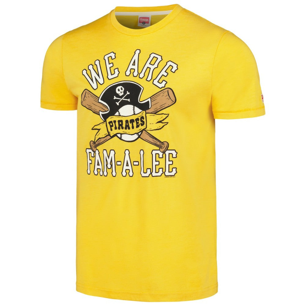 Gold Pittsburgh Pirates Homage Doodle Collection We Are Fam-A-Lee Tri-Blend T-Shirt