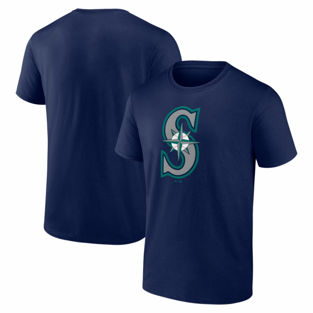 Navy Seattle Mariners Logo Athletic Official Logo T-Shirt