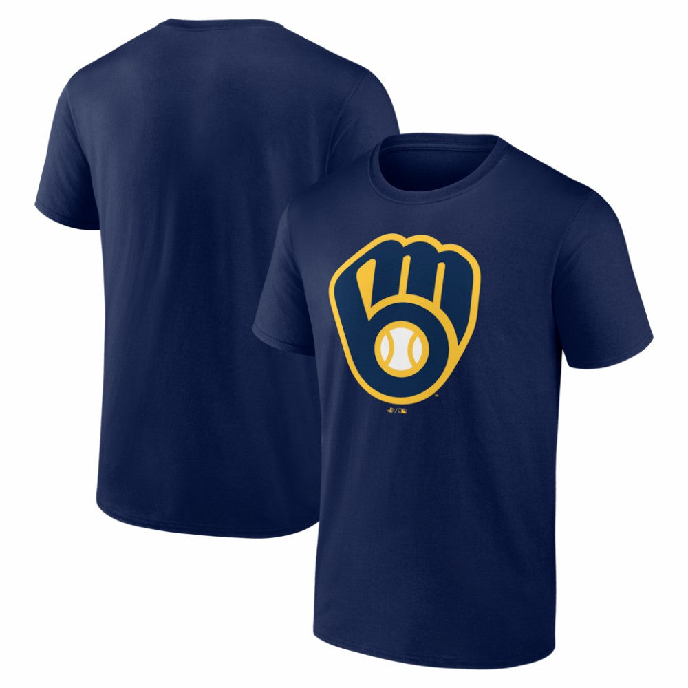 Navy Milwaukee Brewers Logo Athletic Official Logo T-Shirt