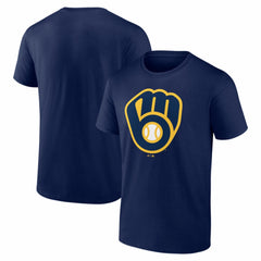 Navy Milwaukee Brewers Logo Athletic Official Logo T-Shirt