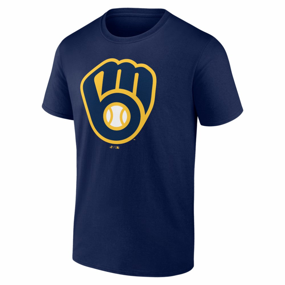 Navy Milwaukee Brewers Logo Athletic Official Logo T-Shirt