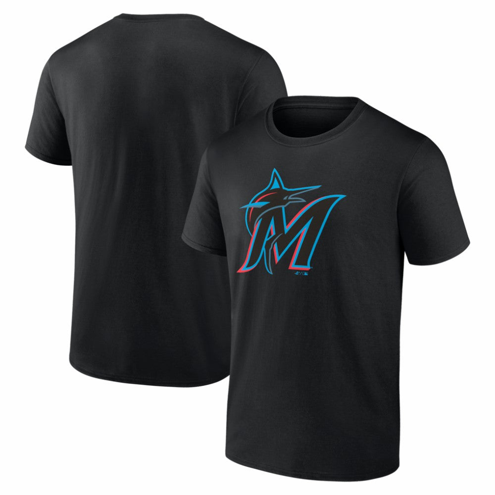 Black Miami Marlins Logo Athletic Official Logo T-Shirt