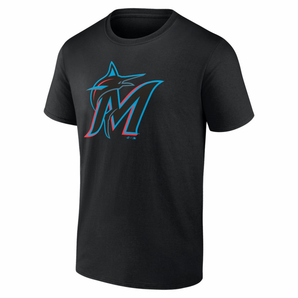 Black Miami Marlins Logo Athletic Official Logo T-Shirt