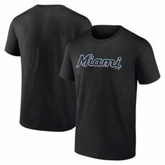 Black Miami Marlins Logo Athletic Wordmark T-Shirt