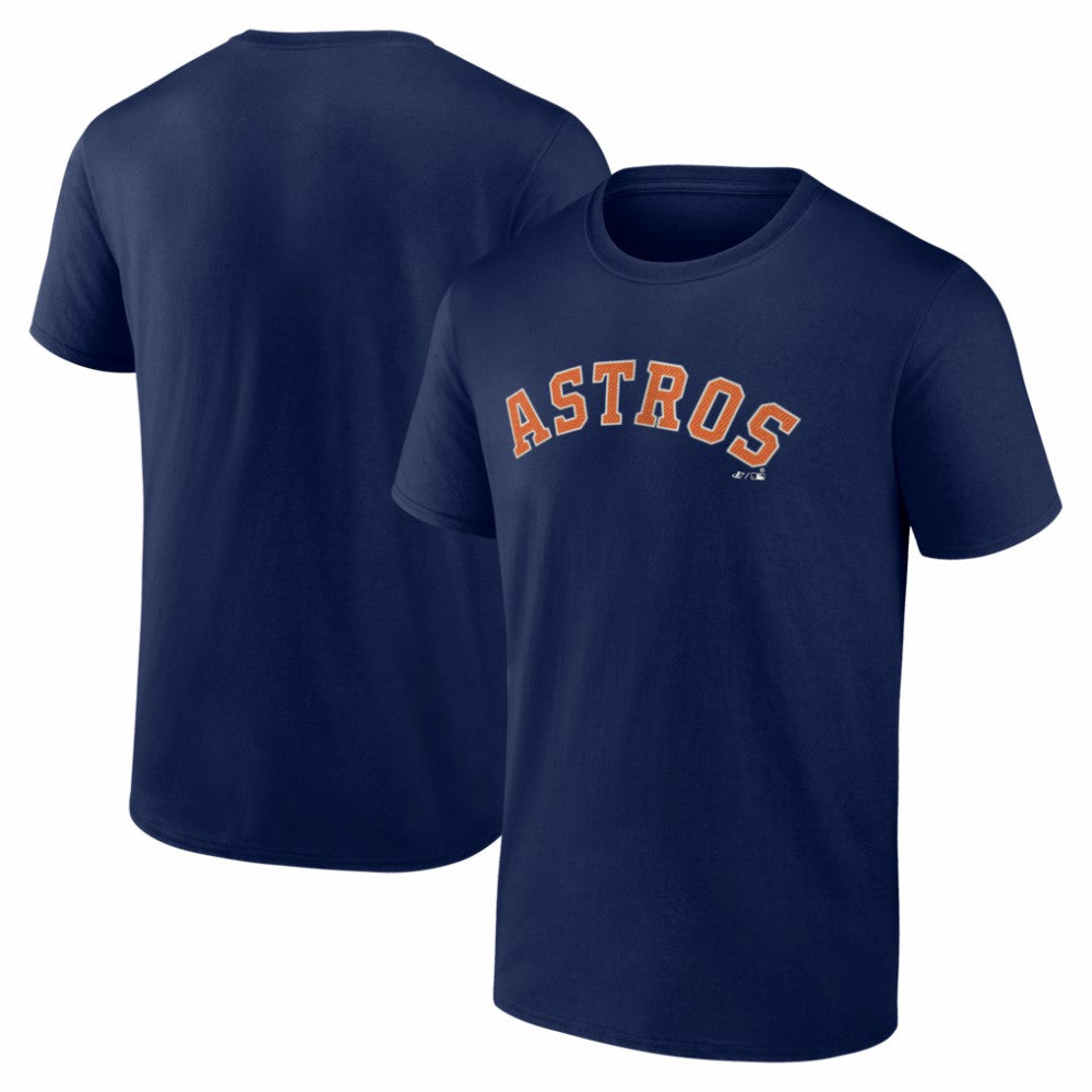 Navy Houston Astros Logo Athletic Wordmark T-Shirt