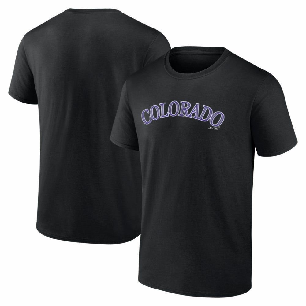 Black Colorado Rockies Logo Athletic Wordmark T-Shirt