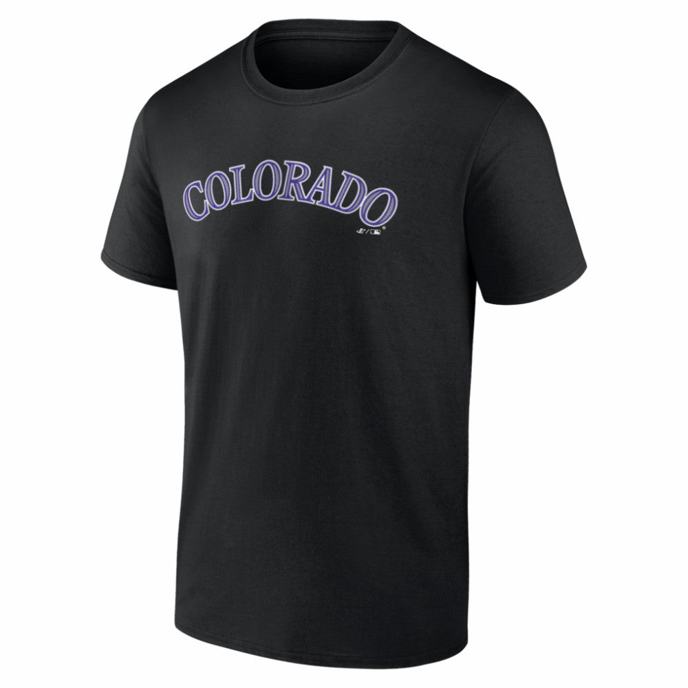 Black Colorado Rockies Logo Athletic Wordmark T-Shirt
