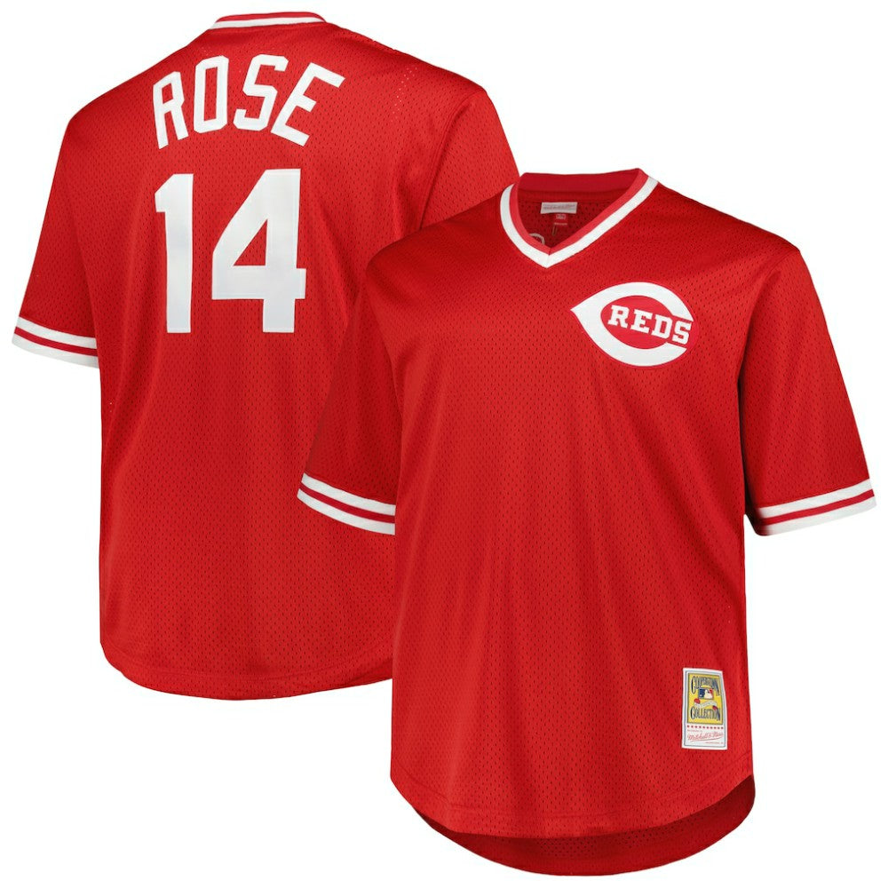 Red Pete Rose Cincinnati Reds Mitchell & Ness 1984 Cooperstown Collection Mesh Pullover Jersey