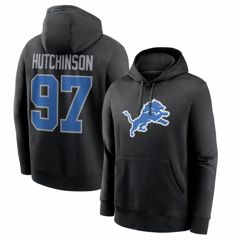 Aidan Hutchinson  Name & Number Fleece Hoodie - Detroit Lions Hoodies