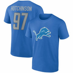 Aidan Hutchinson  Player Icon Name & Number T-Shirt - Detroit Lions T-shirts