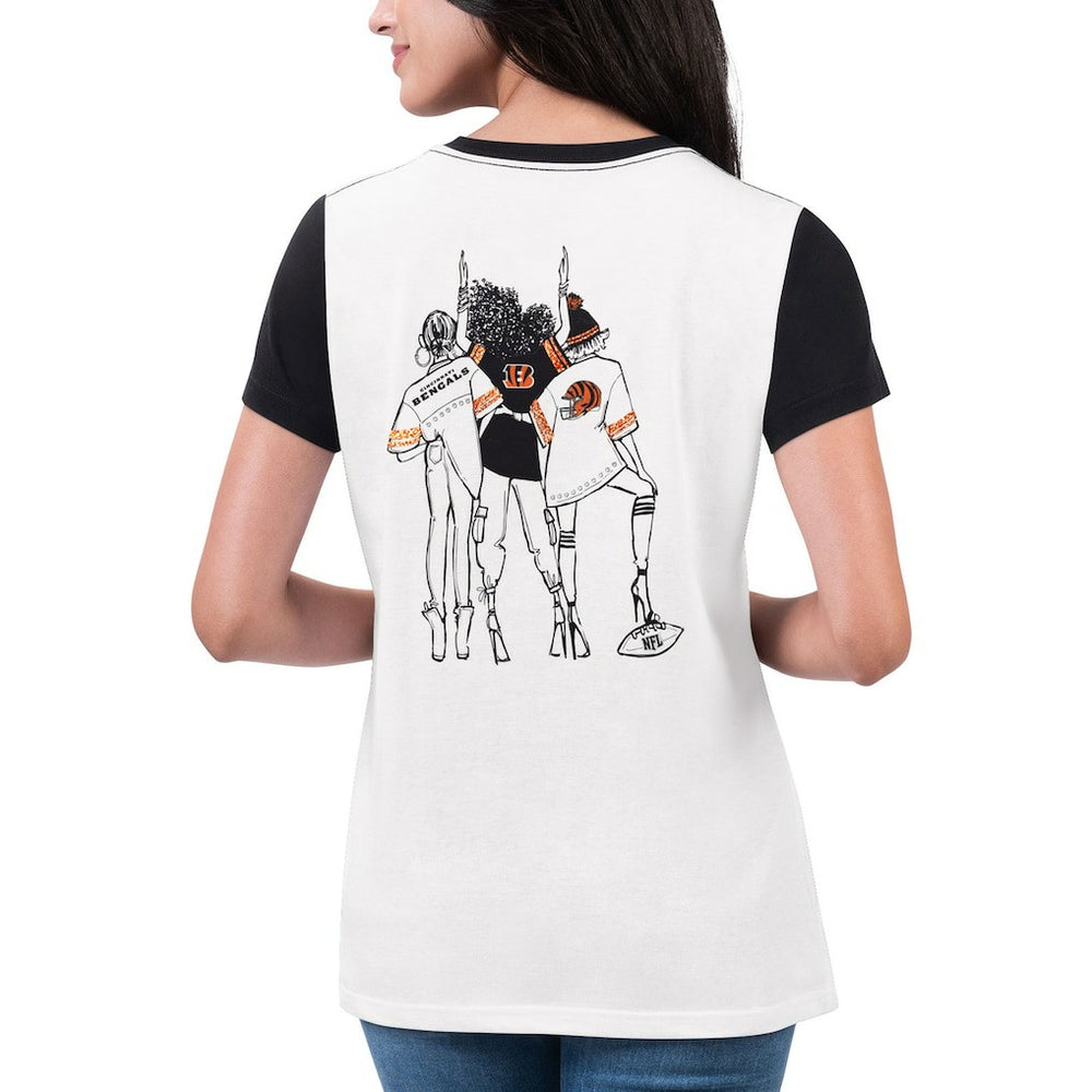 G-III 4Her by Carl Banks Women's Fashion Illustration T-Shirt - Cincinnati Bengals T-shirts
