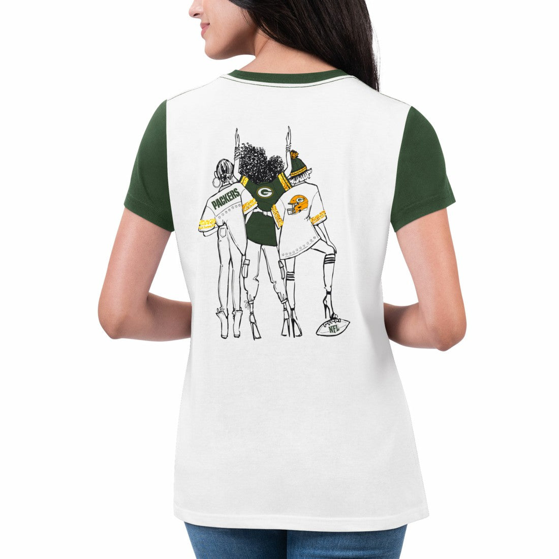 G-III 4Her by Carl Banks Women's Fashion Illustration T-Shirt - Green Bay Packers T-shirts