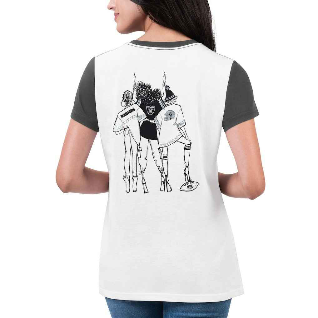 G-III 4Her by Carl Banks Women's Fashion Illustration T-Shirt - Las Vegas Raiders T-shirts