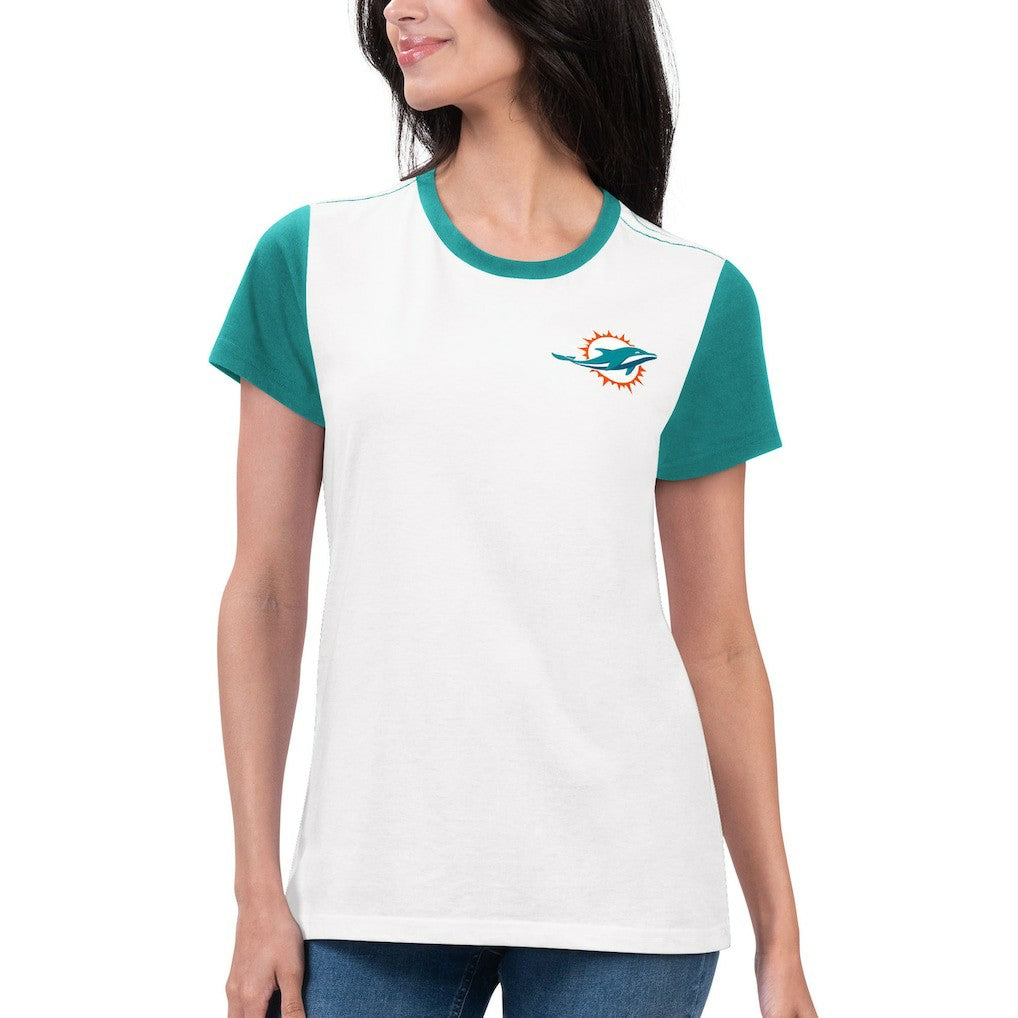 G-III 4Her by Carl Banks Women's Fashion Illustration T-Shirt - Miami Dolphins T-shirts
