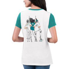 G-III 4Her by Carl Banks Women's Fashion Illustration T-Shirt - Miami Dolphins T-shirts