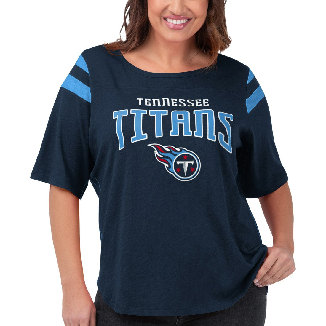 G-III 4Her by Carl Banks Women's Plus Size Linebacker T-Shirt - Tennessee Titans T-shirts