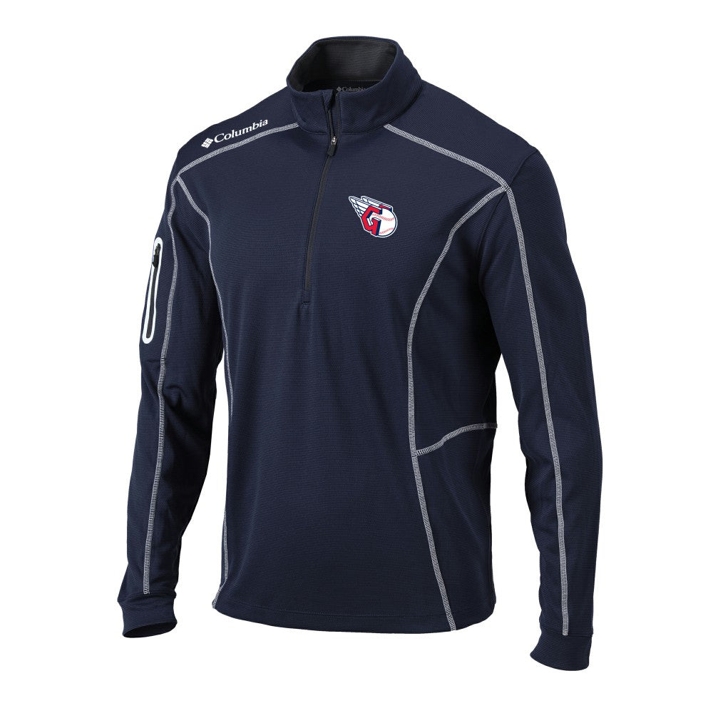 Navy Cleveland Guardians Columbia Omni-Wick Shotgun Quarter-Zip Pullover Top