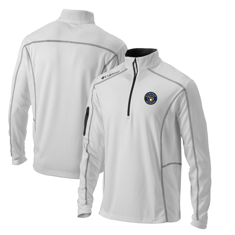 White Milwaukee Brewers Columbia Omni-Wick Shotgun Quarter-Zip Pullover Top