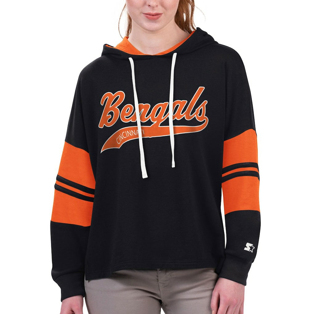 Starter Women's Bump And Run Long Sleeve Hoodie T-Shirt - Cincinnati Bengals Hoodies