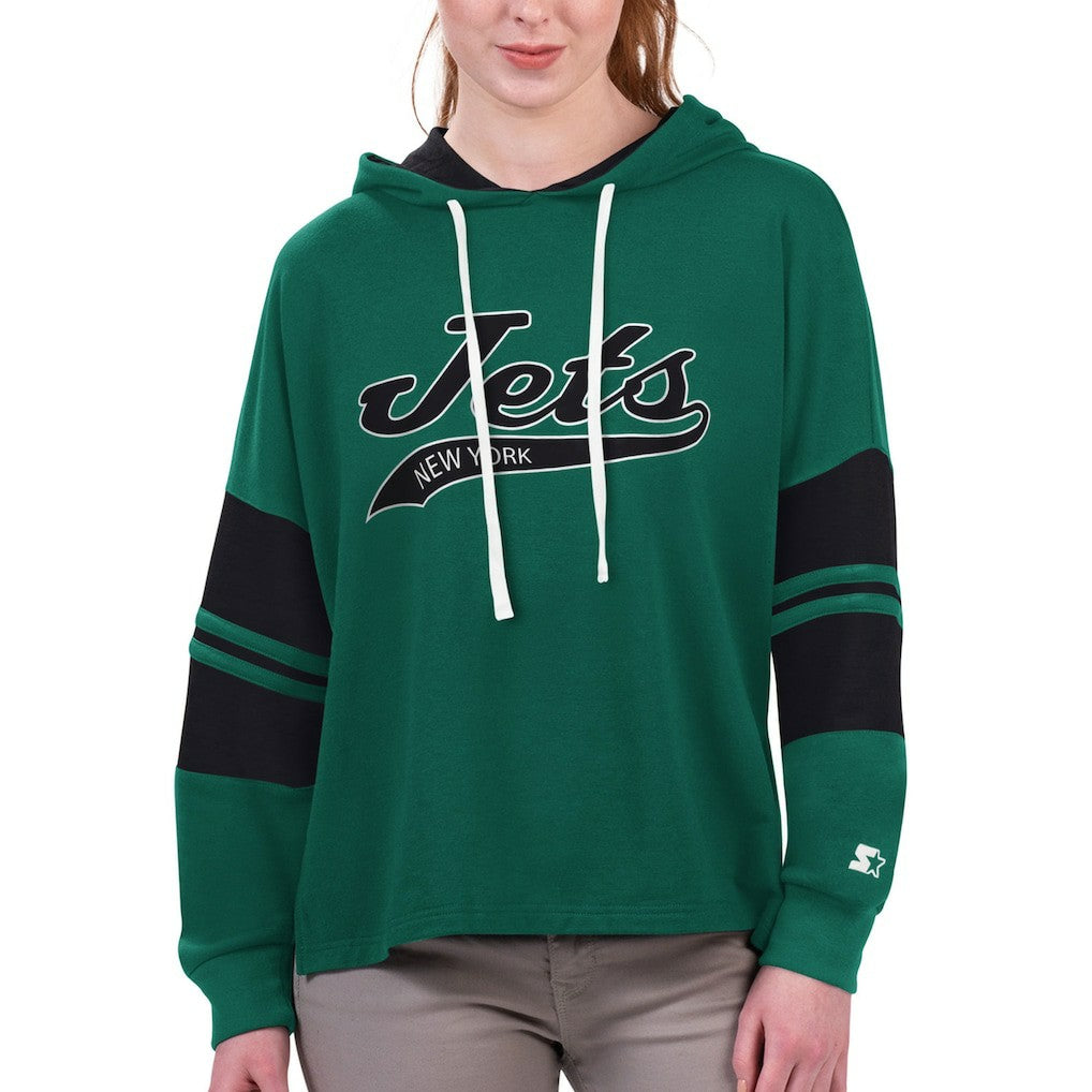 Starter Women's Bump And Run Long Sleeve Hoodie T-Shirt - New York Jets Hoodies