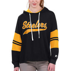 Starter Women's Bump And Run Long Sleeve Hoodie T-Shirt - Pittsburgh Steelers Hoodies