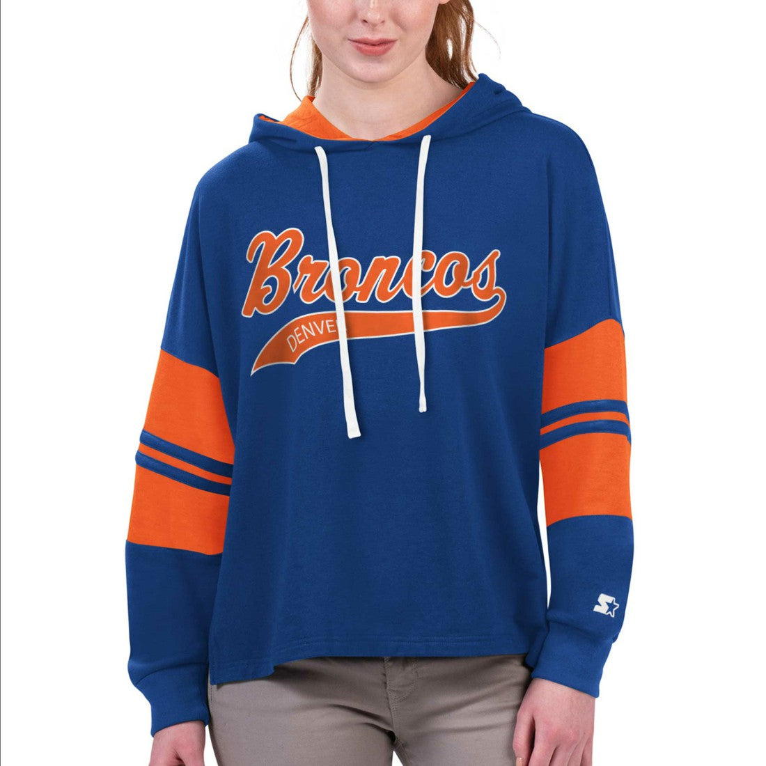 Starter Women's Bump And Run Long Sleeve Hoodie T-Shirt - Denver Broncos Hoodies