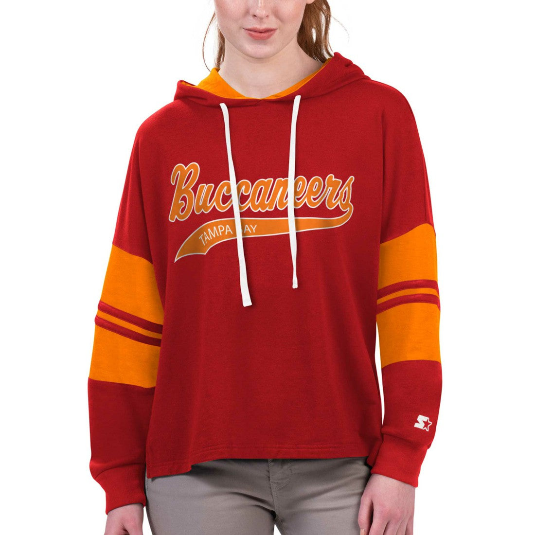 Starter Women's Bump And Run Long Sleeve Hoodie T-Shirt - Tampa Bay Buccaneers Hoodies