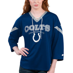 Starter Women's Rally Lace-Up 3/4 Sleeve T-Shirt - Indianapolis Colts T-shirts