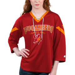 Starter Women's Rally Lace-Up 3/4 Sleeve T-Shirt - Tampa Bay Buccaneers T-shirts