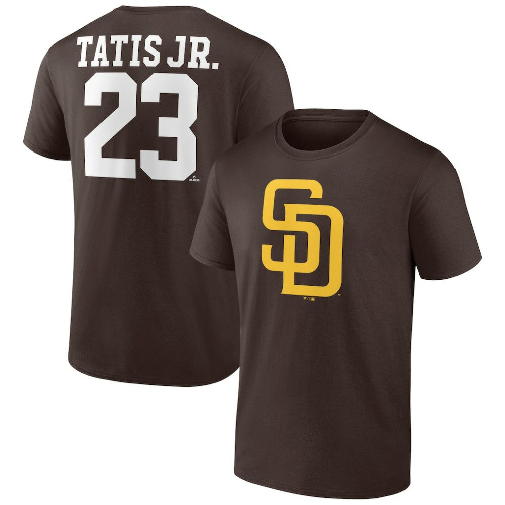 Brown Fernando Tatis Jr. San Diego Padres Player Icon Name & Number T-Shirt