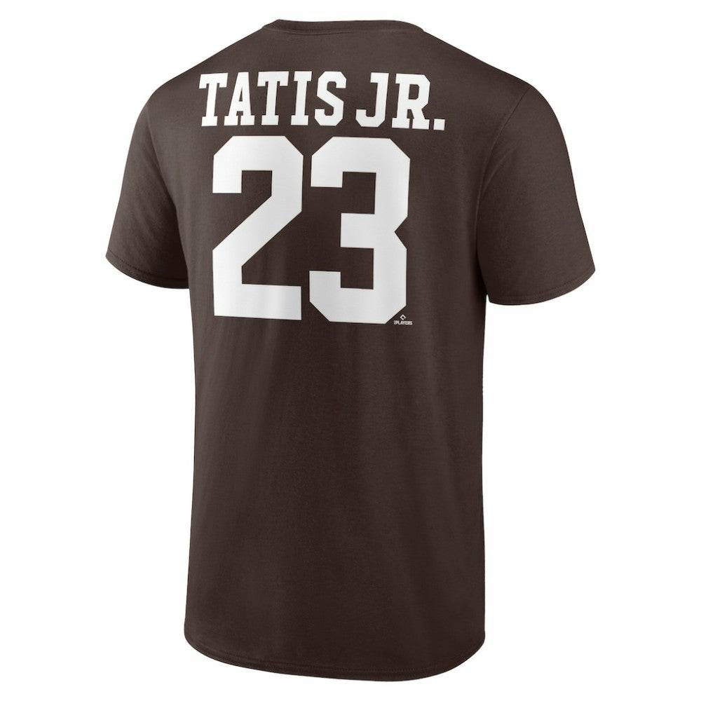Brown Fernando Tatis Jr. San Diego Padres Player Icon Name & Number T-Shirt