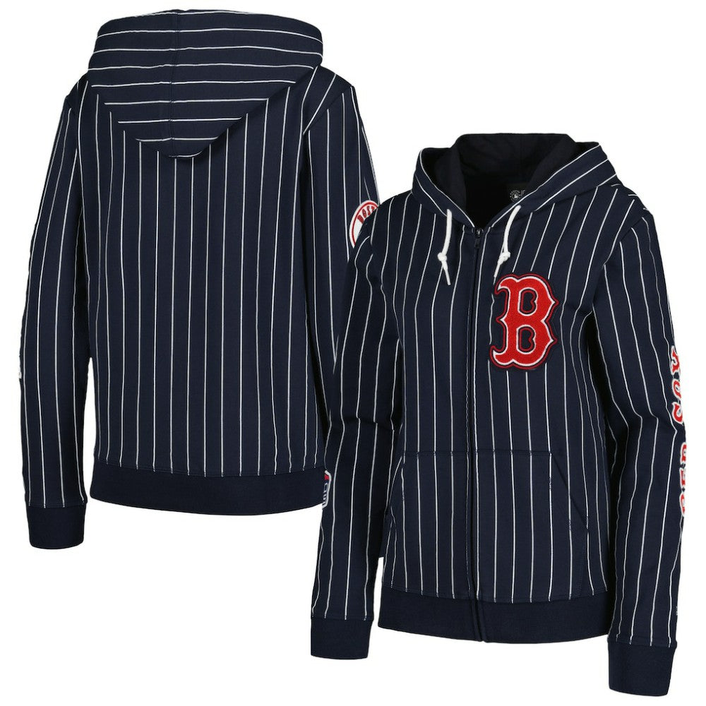 Navy Boston Red Sox New Era Women's Pinstripe Tri-Blend Full-Zip Jacket