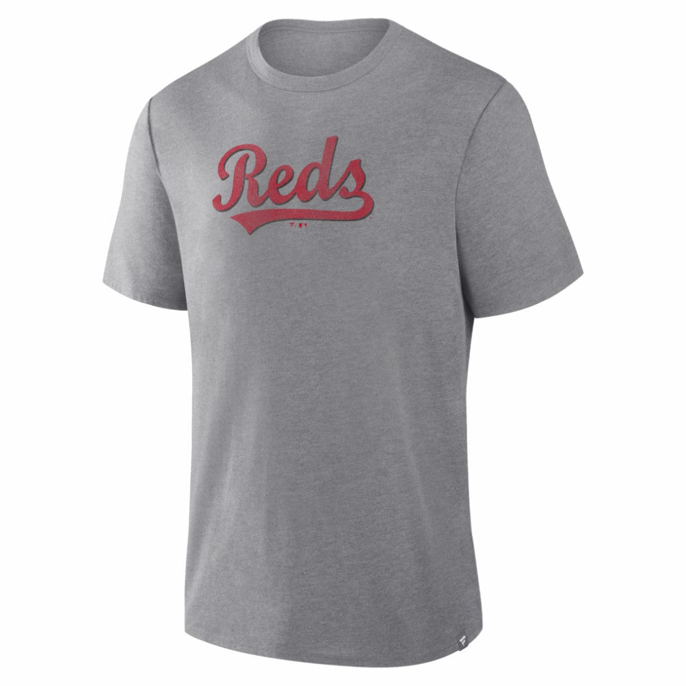 Heather Gray Cincinnati Reds Fanatics Play Tribute Tri-Blend T-Shirt