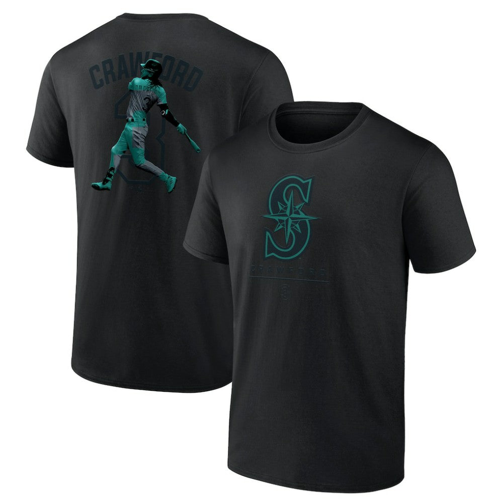 Black J.P. Crawford Seattle Mariners Double Play Name & Number T-Shirt