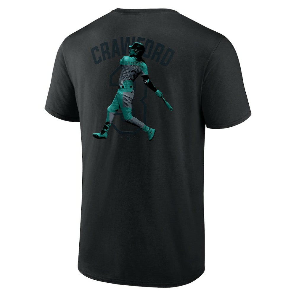 Black J.P. Crawford Seattle Mariners Double Play Name & Number T-Shirt