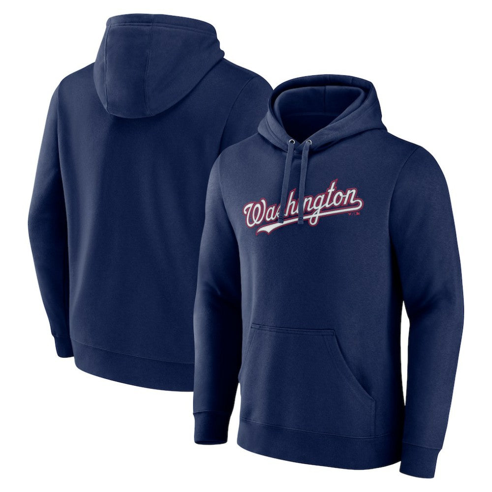 Navy Washington Nationals Official Wordmark Pullover Hoodie