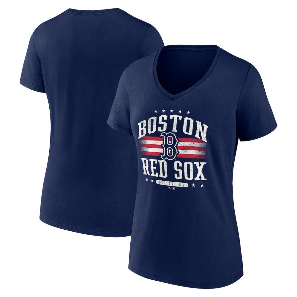 Navy Boston Red Sox Women's Americana Team V-Neck T-Shirt