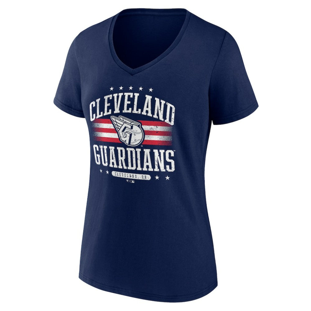 Navy Cleveland Guardians Women's Americana Team V-Neck T-Shirt