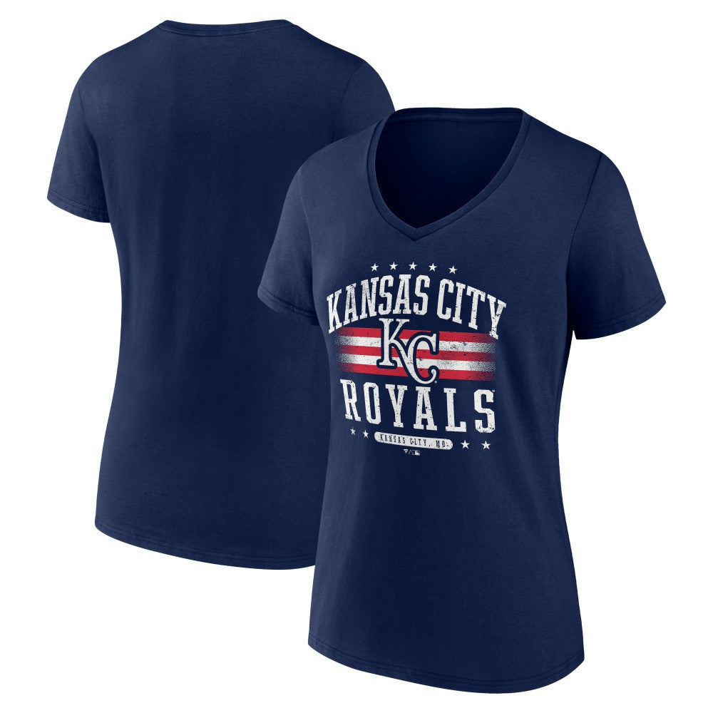 Navy Kansas City Royals Women's Americana Team V-Neck T-Shirt