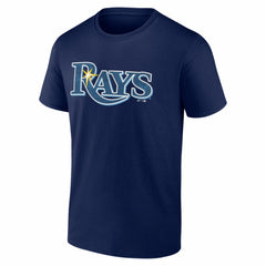 Navy Tampa Bay Rays Logo Athletic Wordmark T-Shirt