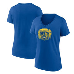 Royal Milwaukee Brewers Women's Hometown Collection Barrel V-Neck T-Shirt