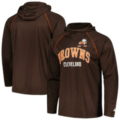 Starter Gridiron Classics Throwback Raglan Long Sleeve Hooded T-Shirt - Cleveland Browns T-shirts