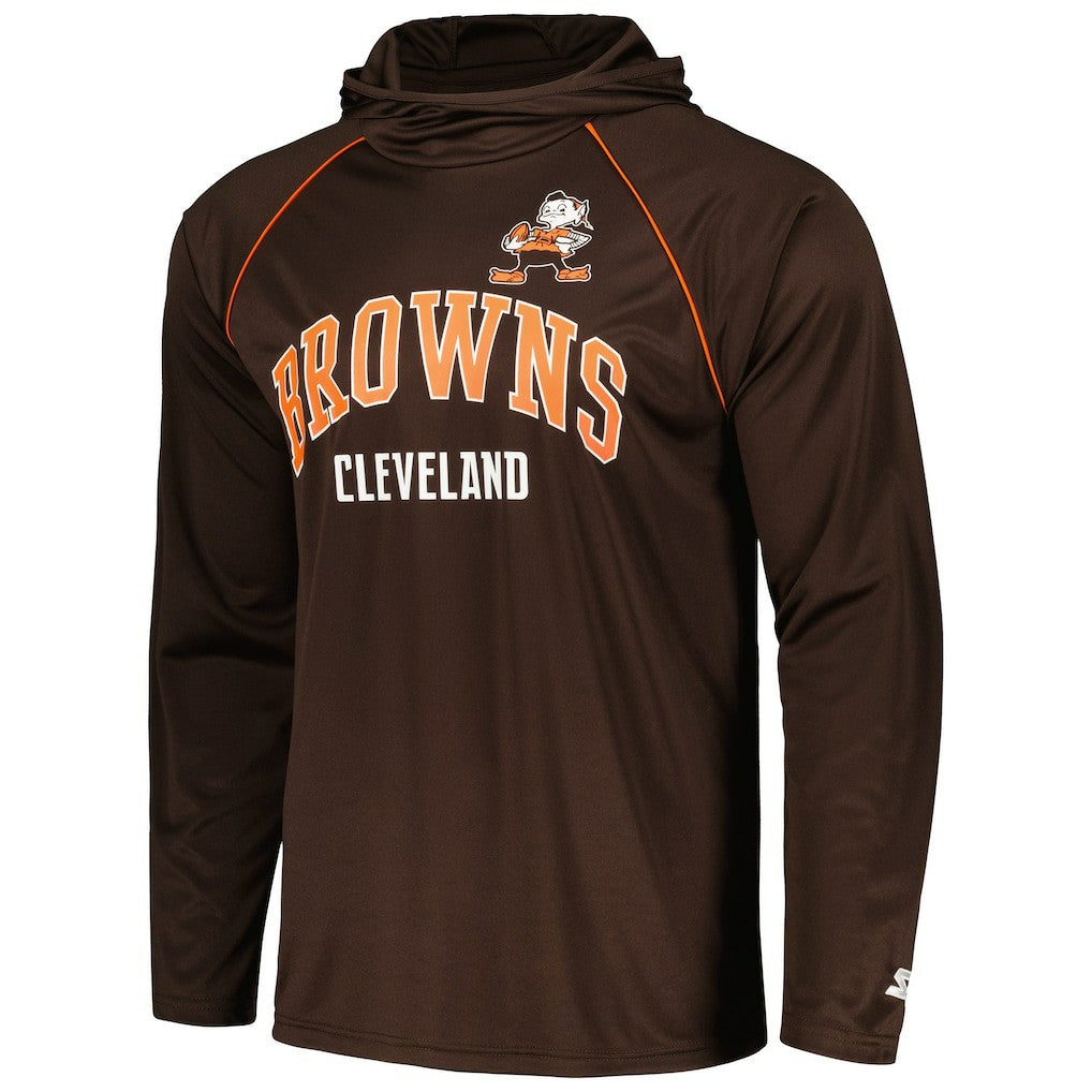 Starter Gridiron Classics Throwback Raglan Long Sleeve Hooded T-Shirt - Cleveland Browns T-shirts