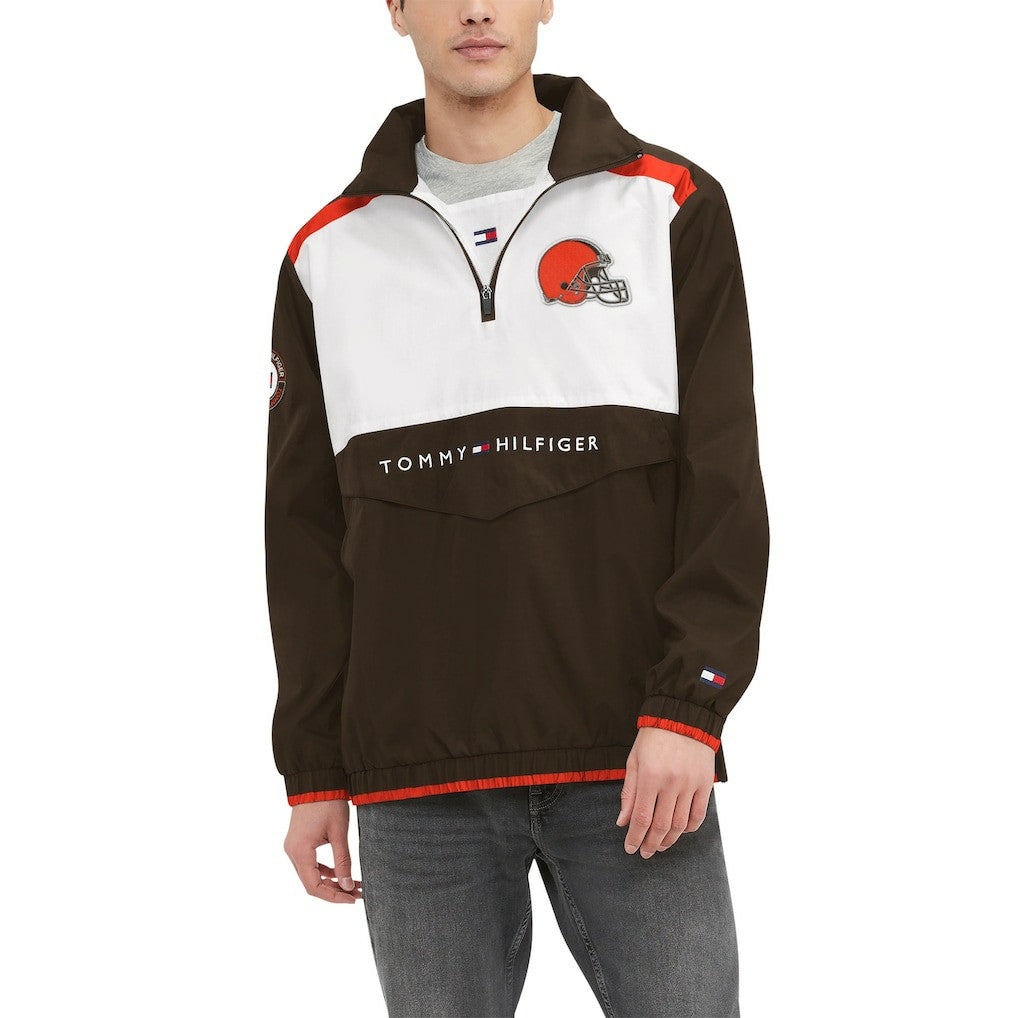 Tommy Hilfiger Carter Half-Zip Hooded Top - Cleveland Browns Tops