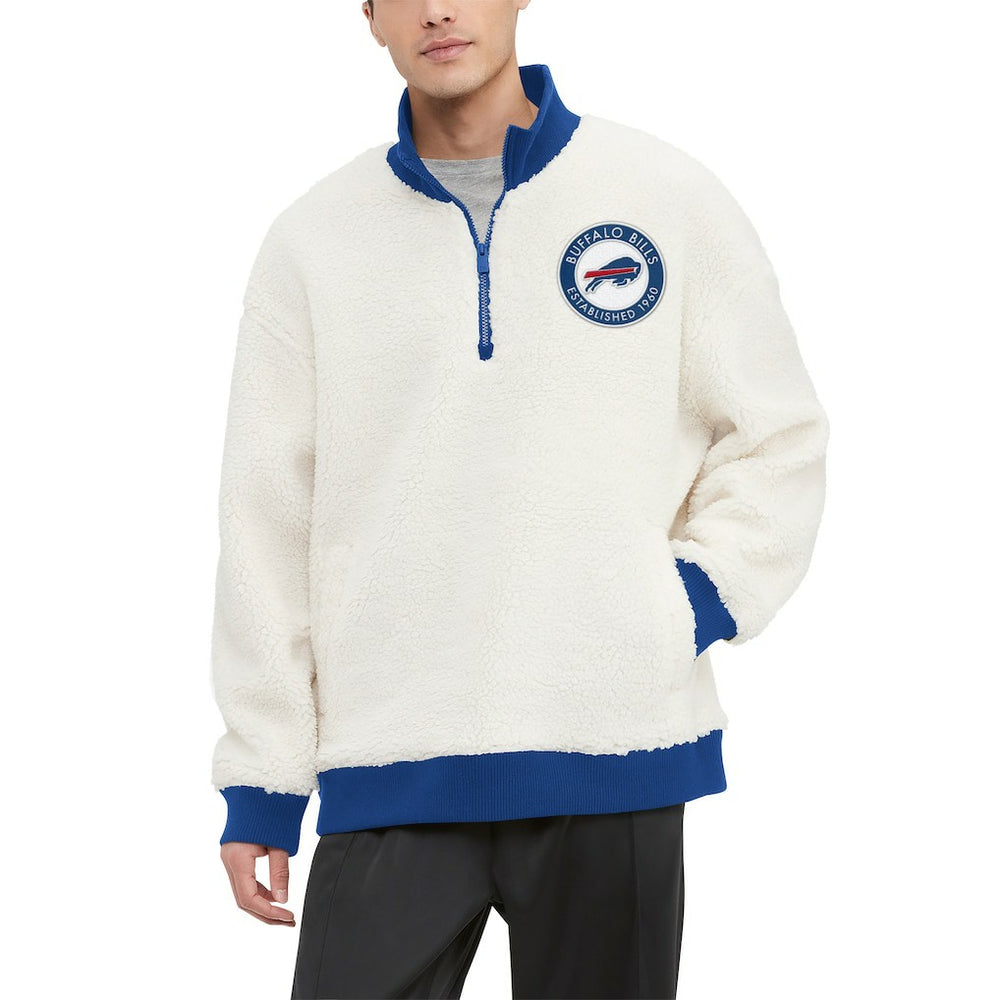 Tommy Hilfiger Jordan Sherpa Quarter-Zip Sweatshirt - Buffalo Bills Sweatshirts